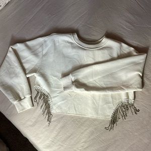 off-white diamond fringe western cropped sweater